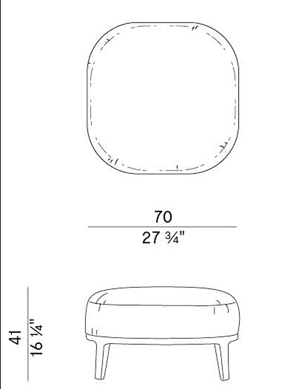 Pouf en tissu rembourré Potocco Spring 841 S 841/S usine POTOCCO de l'Italie. Foto №3