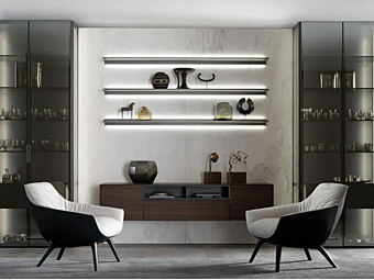 Mur de rangement sectionnel avec éclairage intégré MisuraEmme Crossing usine MisuraEmme de l'Italie