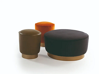 Pouf rond en cuir ou tissu rembourré VIBIEFFE 314