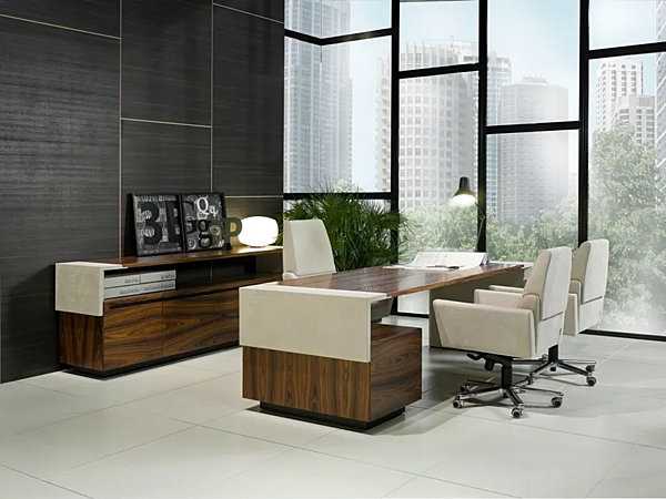 Bureau en bois rectangulaire avec tiroirs croisés i 4 Mariani usine i 4 Mariani de l'Italie. Foto №7