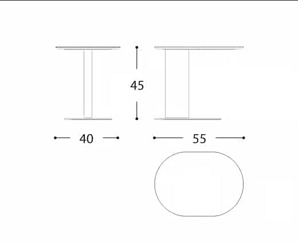 Table d'appoint ovale en aluminium Plinto VARASCHIN 2463, 2464 usine VARASCHIN de l'Italie. Foto №17