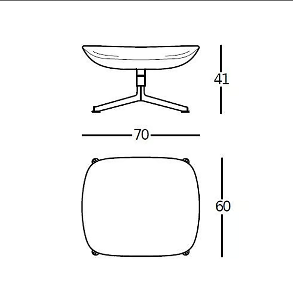 Pouf en cuir pivotant avec base à 4 branches ZANOTTA Kent 896 P usine ZANOTTA de l'Italie. Foto №4