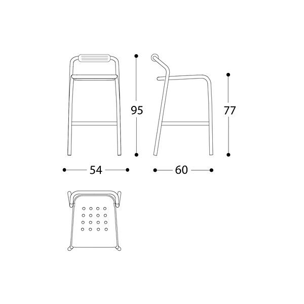 Tabouret de jardin haut empilable en aluminium Noss VARASCHIN 24550/B, 24551/B, 24552/B, 24553/B usine VARASCHIN de l'Italie. Foto №15