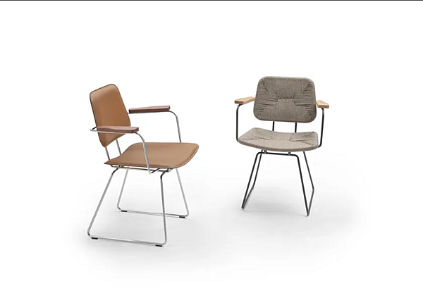 Chaise à accoudoirs en corde avec base traîneau FLEXFORM ECHOES usine FLEXFORM de l'Italie. Foto №2