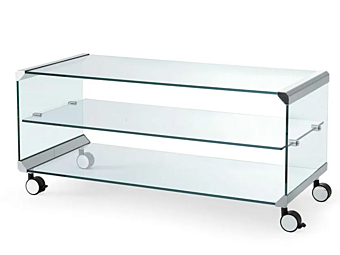 Table d'appoint haute en verre trempé avec roulettes Gallotti&Radice George 1 Table d'appoint haute en verre trempé avec roulettes Gallotti&Radice George 1 usine Gallotti & Radice de l'Italie