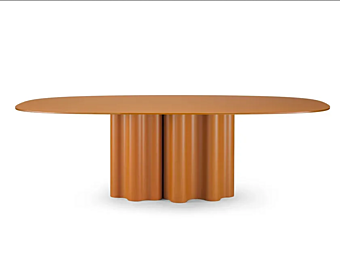 Table ovale en polyuréthane avec plateau en verre laqué Teatro Magico Saba