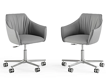 Fauteuil en cuir avec accoudoirs et base à 5 branches Eforma ERA usine Eforma de l'Italie