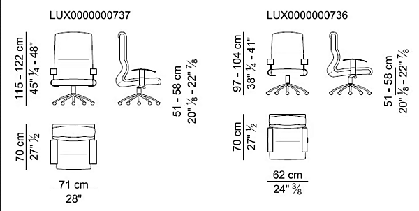 Chaise de direction pivotante en cuir avec dossier haut Lux i 4 Mariani usine i 4 Mariani de l'Italie. Foto №6