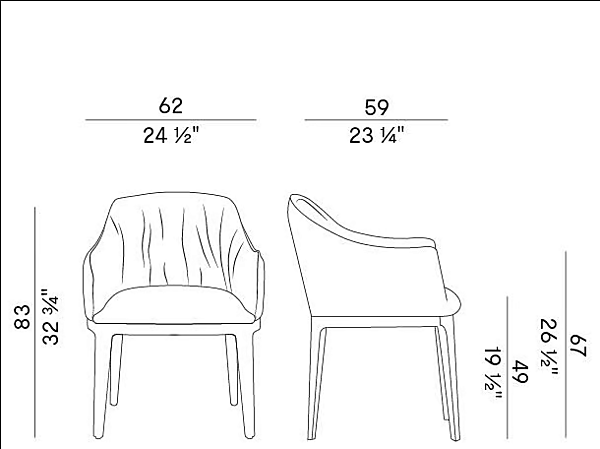 Fauteuil en cuir rembourré avec accoudoirs Potocco Blossom 840 P 840/P usine POTOCCO de l'Italie. Foto №4