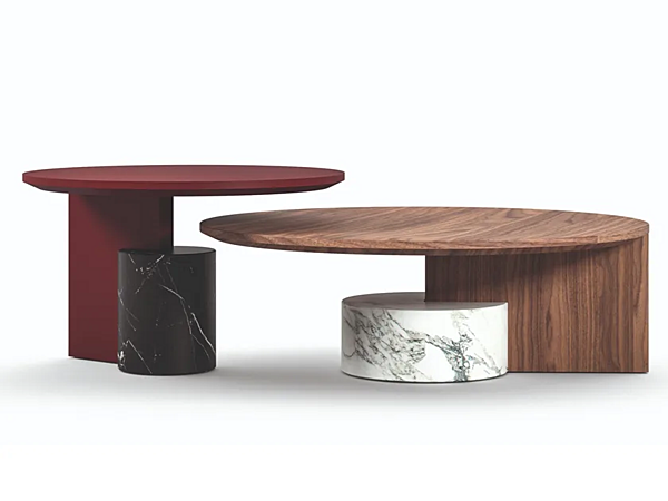 Table basse ronde en bois et marbre CASSINA 557 Sengu usine CASSINA de l'Italie. Foto №1