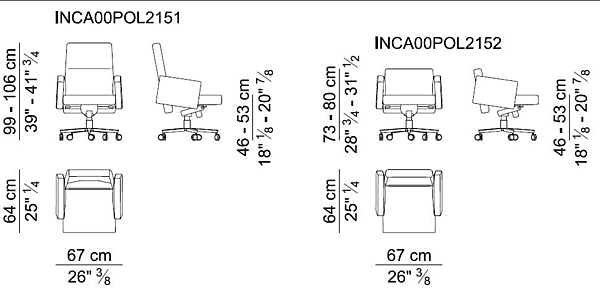 Chaise de direction pivotante en cuir Inca I 4 Mariani usine i 4 Mariani de l'Italie. Foto №12