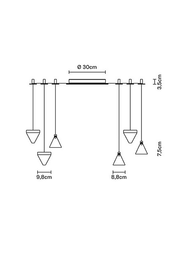 Suspension en cristal LED 6 spots Fabbian Tripla usine Fabbian de l'Italie. Foto №4