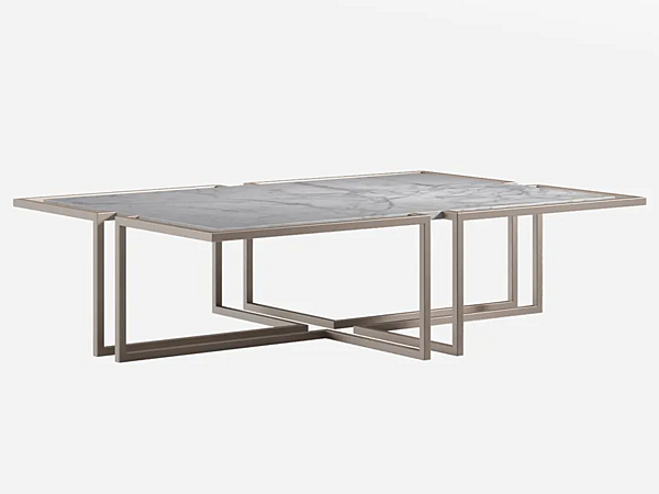 Table basse rectangulaire en métal et marbre Low Carrara CPRN HOMOOD C348 usine CPRN HOMOOD de l'Italie. Foto №1