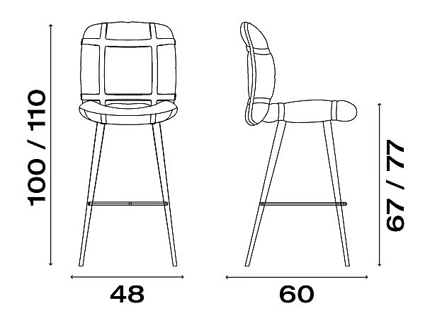 Tabouret en cuir haut avec repose-pieds FASEM collection Avion usine FASEM de l'Italie. Foto №8