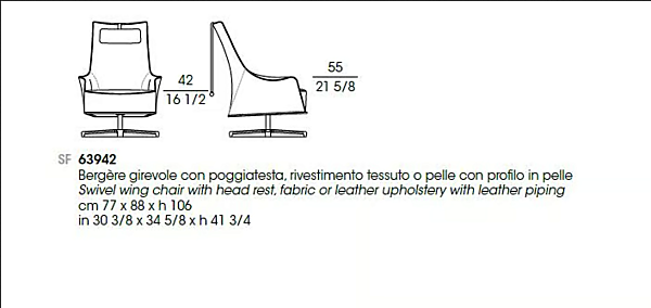 Fauteuil bergère pivotant à base à quatre branches Mobius GIORGETTI usine GIORGETTI de l'Italie. Foto №3
