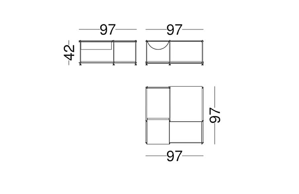 Table basse modulaire avec rangement intégré pour magazines VIBIEFFE collection Spirit Book 9900 E usine VIBIEFFE de l'Italie. Foto №6