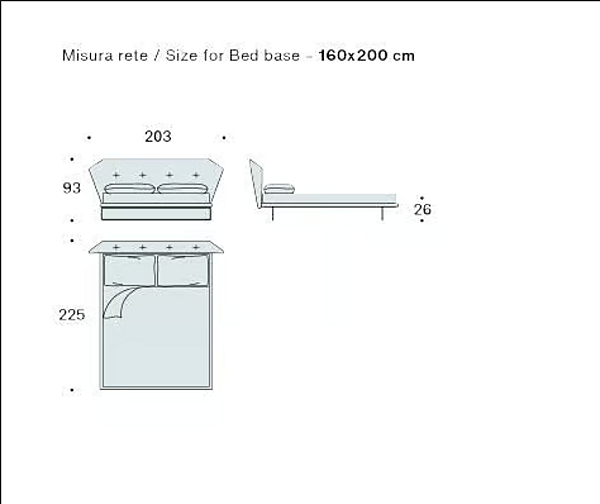 Lit double en tissu avec tête de lit rembourrée Saba New York Air usine SABA de l'Italie. Foto №4
