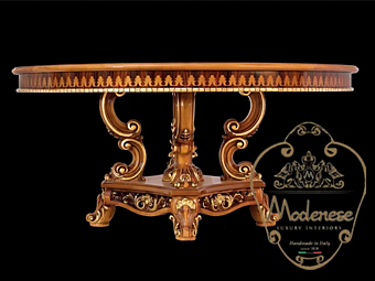 Table ronde en bois Modenese Luxury Interiors 14119 Table ronde en bois Modenese Luxury Interiors 14119 usine MODENESE GASTONE de l'Italie