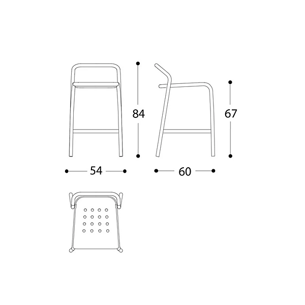 Tabouret de jardin haut empilable en aluminium Noss VARASCHIN 24550/B, 24551/B, 24552/B, 24553/B usine VARASCHIN de l'Italie. Foto №10