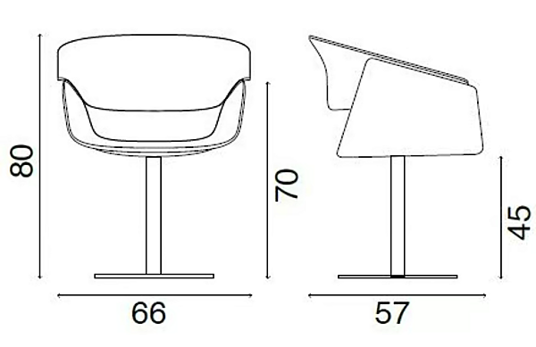 Chaise pivotante en cuir avec accoudoirs FASEM Airlux AIRLUX BT usine FASEM de l'Italie. Foto №7