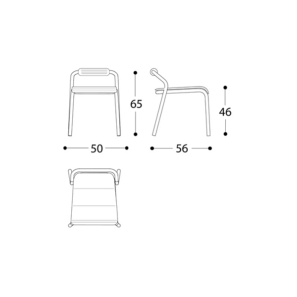 Chaise de jardin empilable en aluminium avec dossier ouvert NOSS VARASCHIN 24500/L, 24501/L, 24502/L, 24503/L usine VARASCHIN de l'Italie. Foto №20