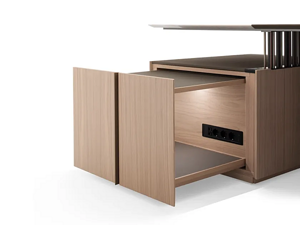 Bureau rectangulaire avec base en noyer et plateau en marbre GIORGETTI G-Code 71200, 71205 usine GIORGETTI de l'Italie. Foto №4