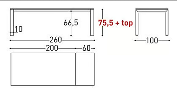 Table rectangulaire extensible en aluminium thermolaqué VARASCHIN Dolmen 1820, 1821, 1823, 1822, 1824 usine VARASCHIN de l'Italie. Foto №12