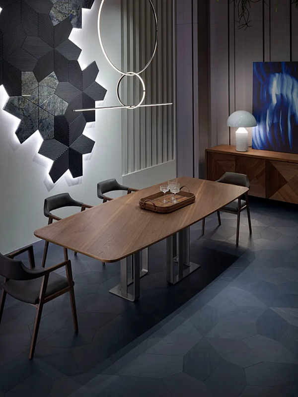 Table en bois avec base en métal Leonardo L625 ARTE BROTTO L625/200L, L625/250L usine Arte Brotto de l'Italie. Foto №4
