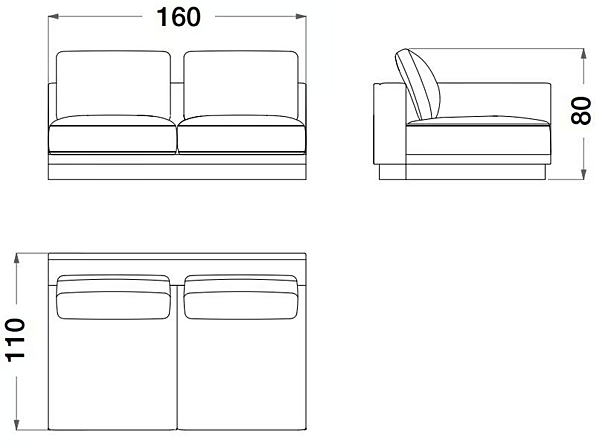 Canapé d'angle en cuir et tissu Sesto Senso CPRN HOMOOD S550, S552DX/SX, S553, S554, S555 usine CPRN HOMOOD de l'Italie. Foto №8