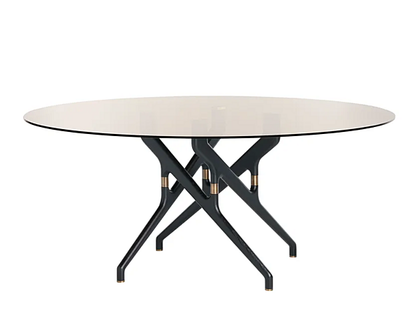 Table à manger ronde en bois et verre Torso 837 T4 Potocco 837/T4 usine POTOCCO de l'Italie. Foto №1