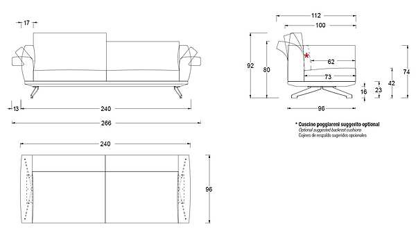 Canapé TWILS Wing 36WCE1N 200 usine TWILS (VENETA CUSCINI) de l'Italie. Foto №13