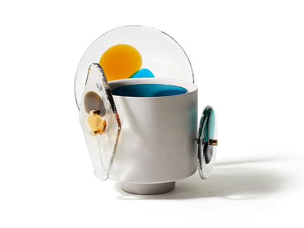 Vase en laiton peint avec éléments en verre de Murano couleur Horizon CASSINA 79702+797 12 usine CASSINA de l'Italie. Foto №6