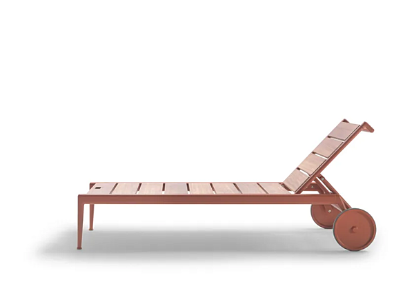 Transat en bois Atlante avec roulettes en Iroko FLEXFORM usine FLEXFORM de l'Italie. Foto №2
