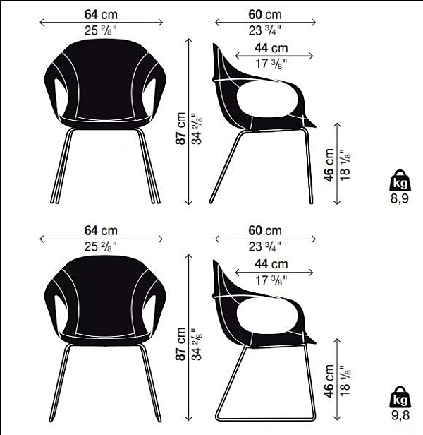 Chaise en cuir tanné avec accoudoirs Kristalia Elephant usine Kristalia de l'Italie. Foto №3