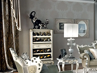 Étagère à bouteilles en bois massif Modenese Luxury Interiors 12135 usine MODENESE GASTONE de l'Italie