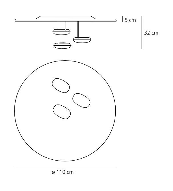 Lampe de plafond en aluminium moulé collection Droplet Artemide 1474W10A, 1474110A usine Artemide de l'Italie. Foto №4