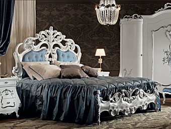 Lit double avec tête de lit rembourrée Modenese Luxury Interiors 11213 usine MODENESE GASTONE de l'Italie