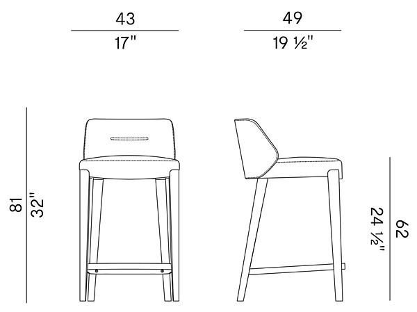 Tabouret en tissu avec dossier et repose-pieds Concha 905 S Potocco 905/S usine POTOCCO de l'Italie. Foto №5