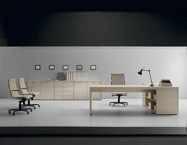 Bureau exécutif en bois en forme de L avec tiroirs I 4 Mariani Blade usine i 4 Mariani de l'Italie. Foto №7