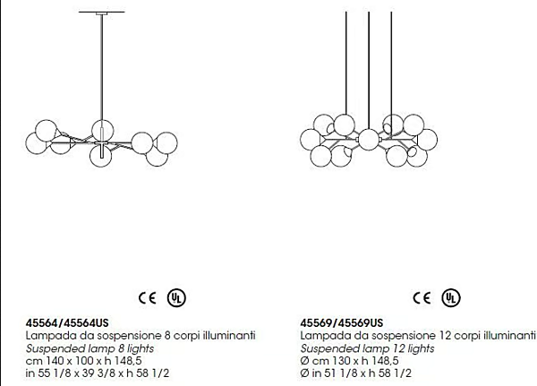 Suspension LED en métal Kendama GIORGETTI usine GIORGETTI de l'Italie. Foto №8
