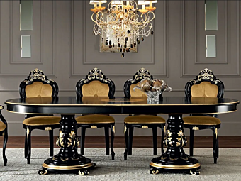 Table ovale en bois massif Modenese Luxury Interiors 11115 Table ovale en bois massif Modenese Luxury Interiors 11115 usine MODENESE GASTONE de l'Italie