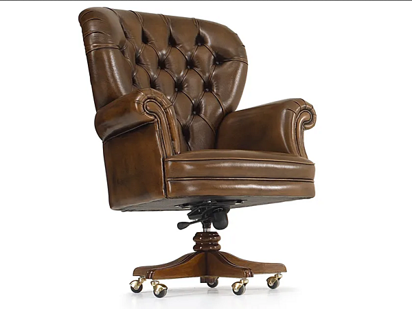 Fauteuil en cuir capitonné avec base à 5 branches A.R. Arredamenti collection Dolcevita 218 usine A.R.ARREDAMENTI SRL de l'Italie. Foto №1