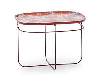 Table basse rectangulaire en résine avec base en acier Moroso Ukiyo usine Moroso de l'Italie
