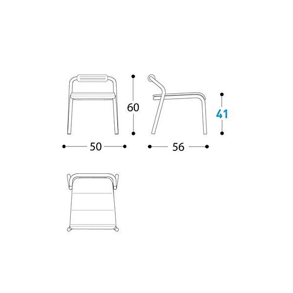 Chaise de jardin empilable en aluminium avec dossier ouvert NOSS VARASCHIN 24500/L, 24501/L, 24502/L, 24503/L usine VARASCHIN de l'Italie. Foto №21