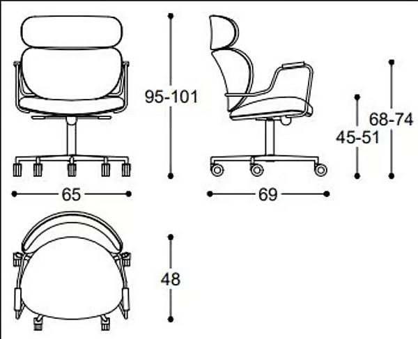 Chaise de bureau avec accoudoirs en nubuck Black Tie collection Asia Office ASI10OF usine Black Tie de l'Italie. Foto №4