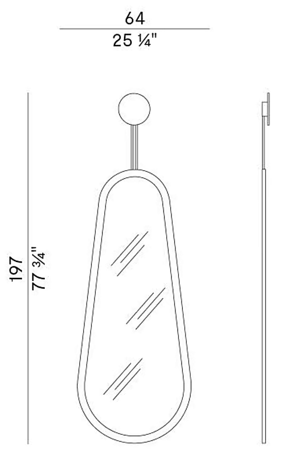 Miroir encadré mural Potocco collection Stilla 890 S 890/S usine POTOCCO de l'Italie. Foto №5