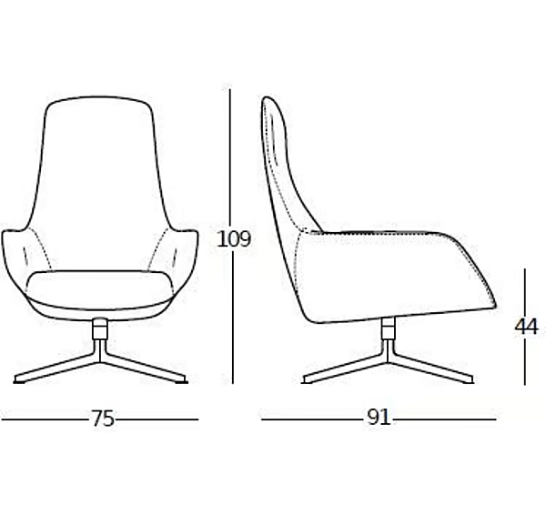 Fauteuil pivotant avec housse amovible ZANOTTA KENT 896 usine ZANOTTA de l'Italie. Foto №4