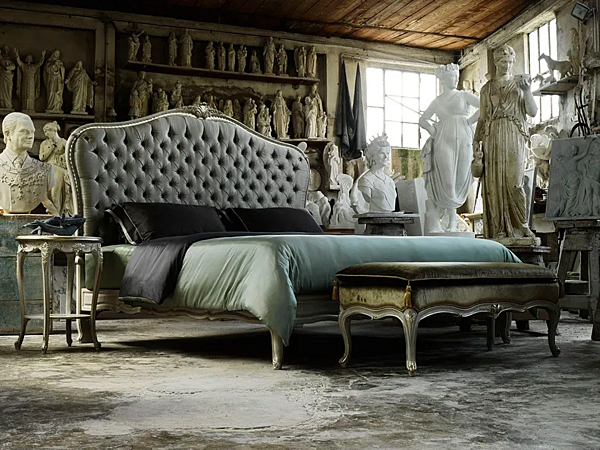 Lit double en bois avec tête de lit rembourrée Savio Firmino 3141 usine SAVIO FIRMINO de l'Italie. Foto №2