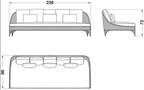 Canapé de jardin 3 places en bois et tissu CPRN HOMOOD OD1033 usine CPRN HOMOOD de l'Italie. Foto №2