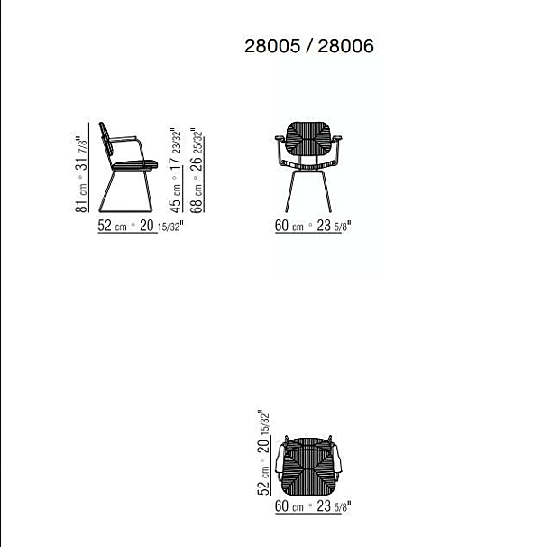 Chaise à accoudoirs en corde avec base traîneau FLEXFORM ECHOES usine FLEXFORM de l'Italie. Foto №3